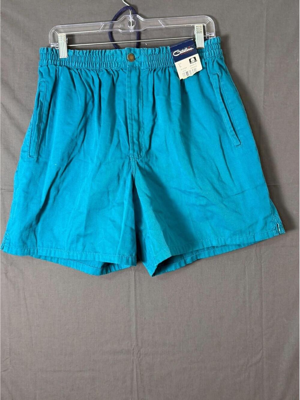 VTG Catalina Menswear Shorts Size 38 Teal Blue Cotton Casual Beach Dadcore 90s